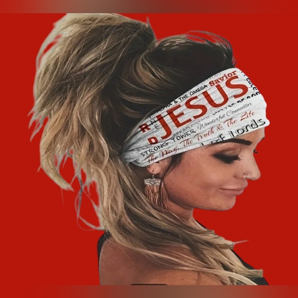 Accessories - Stylish Dual-Sided Wide Headband NWOT with inspirational Jesus lettering